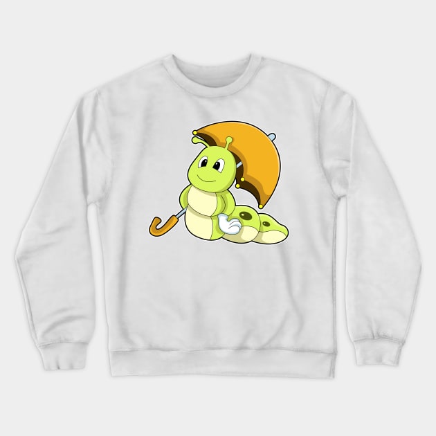 Caterpillar with Umbrella Crewneck Sweatshirt by Markus Schnabel